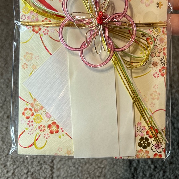 Traditional Japanese Gift Envelope for Wedding Money Kinpu Gold Pink Mizuhiki - Picture 5 of 9